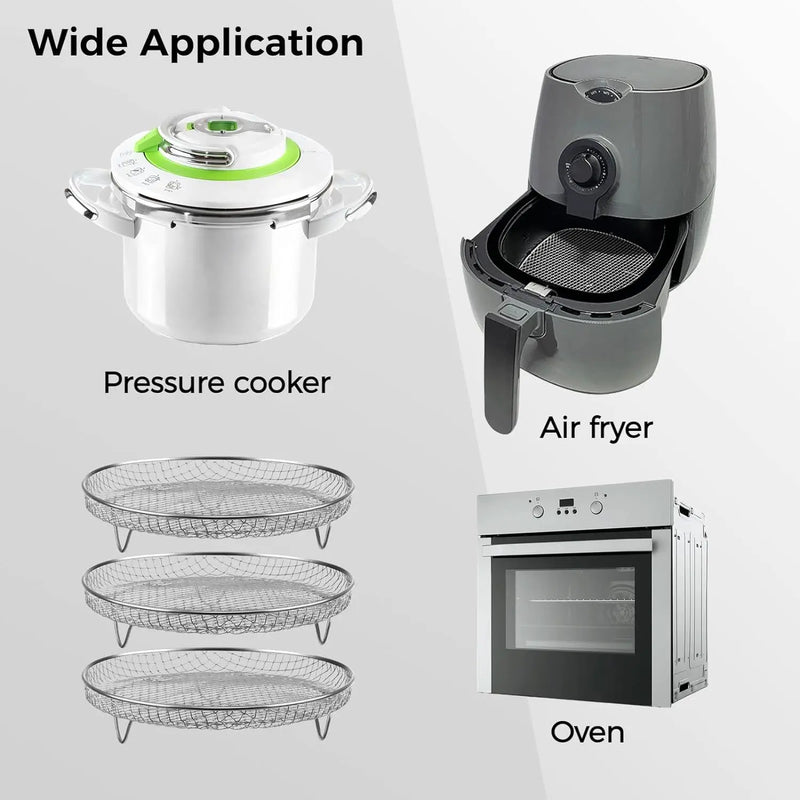 8 inch Air Fryer Racks, Air Fryer Universal Accessories, Baking Rack,Round Stackable Grill, Fit All Airfryer 4.2Qt - 5.8Qt