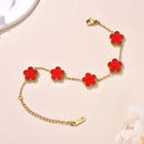 Stainless Steel Flower Four-leaf Clover Women's Bracelet Necklace Earrings Jewelry Gift