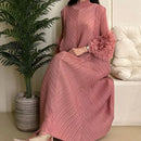 ANLAN Miyake Pleated Maxi Long Dress Mesh Petal Sleeve Half Turtleneck Formal Dresses for Women 2024 New Hot Sales 6KK9927
