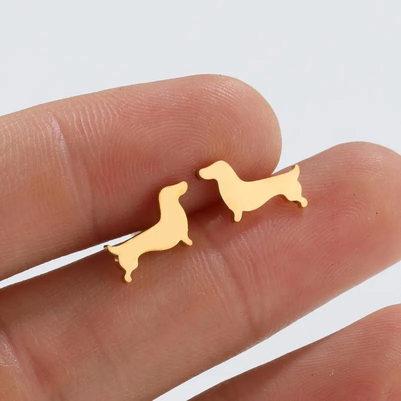 1Pair Dachshund Dog Earrings Lovely Pet Animal Ear Studs for Women Original Fashion Jewelry Set Cute Daily Gift