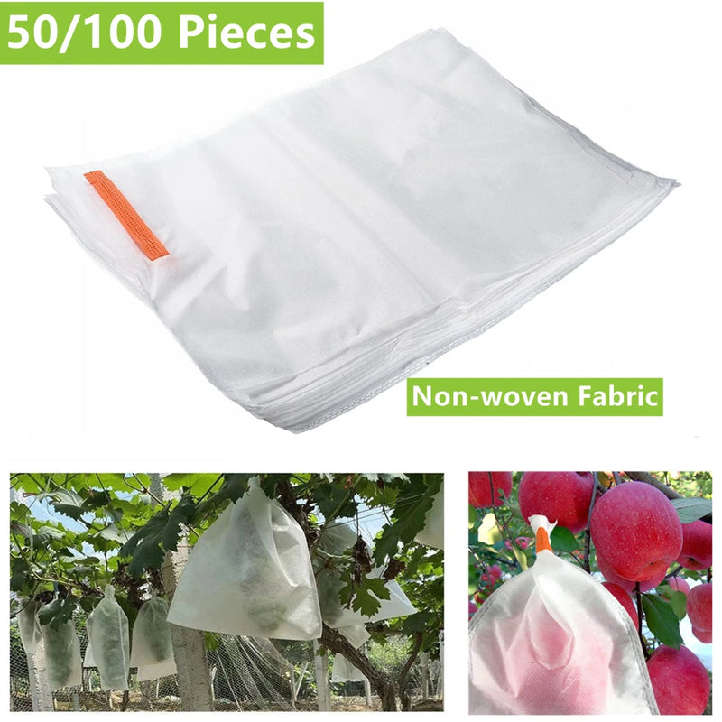 100/50Pcs Garden Fruit Protection Bags Non-woven Fabric Grape Protection Bags Anti-bird Insect Barrier Pouch for Apple Vegetable