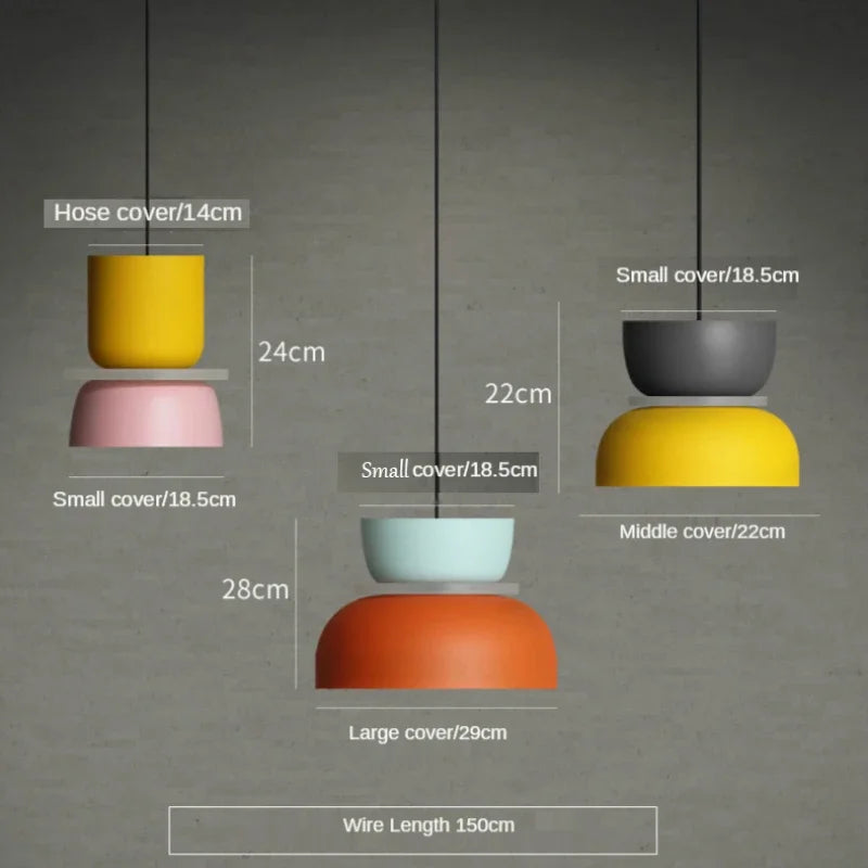 Modern Macaron Led Pendant Lamp Colorful Iron Hanging Suspension Study Bar Dining Bedside Bedroom Chandelier Lighting