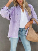 New 2025 Autumn Spring Women Solid Shirt Blusa Retro Denim Loose Korean Female Buttons Tops Vintage Casual Long Sleeve Blouses