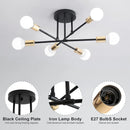 Vintage Industrial Ceiling Lamp for Living Room and Bedroom,Modern Sputnik Lamps 6 Lights,E27 Base for Kitchen (Without Bulb)