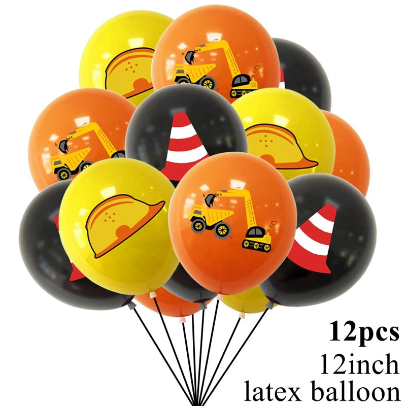 Excavator Crane Tractor Birthday Cake Topper Construction Party Cake Decor Kids Boy 1st Baby Shower One Year Happy Birthday Cake