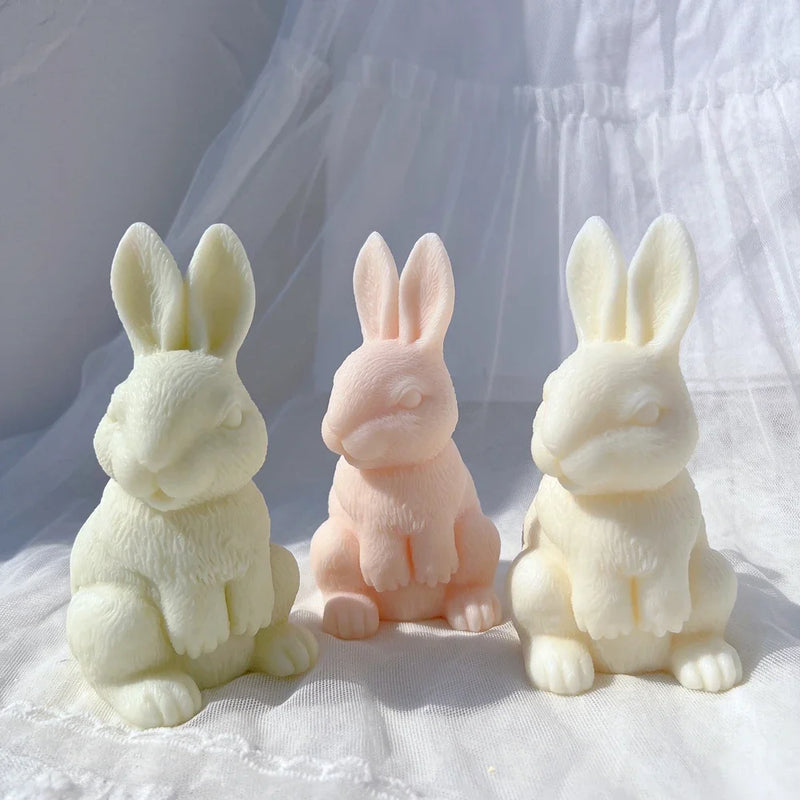 Two Designs Golden Rabbit Silicone Candle Mold Bunny Silicone Mold Sitting Rabbit Animal Soy Wax Mould Resin Easter Home Decor