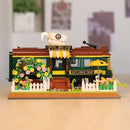 Creative Retro Train Coffee Shop Mini Size Building Blocks City Street View Train Coffee House Bricks Toys Gifts For Children