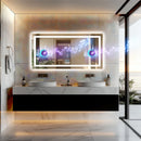 LUVODI Großer beleuchteter Bluetooth-Badezimmerspiegel, rechteckiger Antibeschlag-LED-Badspiegel mit Bluetooth-Lautsprecher, 3 Farben