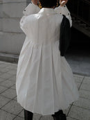 DEAT Fashion Women Shirt Dress Lapel Loose Single Breasted 65% Cotton Long Slevee Overknee Pleated Dresses Spring 2025 7AB2799