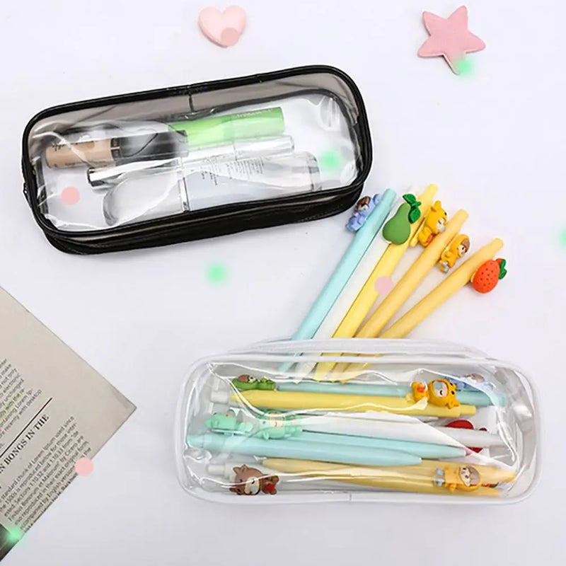 Creative PVC Transparent Pencil Case Large Capacity Cosmetic Bag Stationery Waterproof Stationery Storage Pouch School Supplies