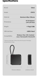 Ulanzi CRC10 3-in-1 Card Reader Case CFA/SD/TF 13 Card Holders with USB3.2 Gen2 Interface High-Speed Data Transmission Chips