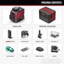 YEVOLT YVGLL4XS12 Series Green Laser Level 3-Plane 12-Line Self-leveling 360 3D Horizontal & Vertical 3.6V 3Ah Power Tools