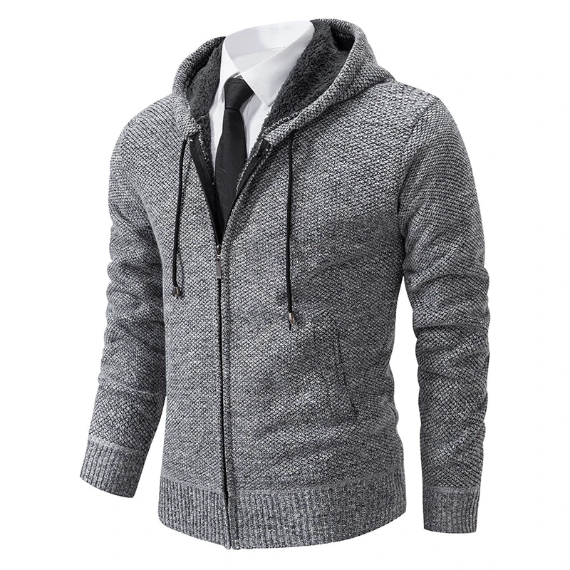 Mens Autumn Winter Sweater Hoodies Fleece Cardigan Zip Jacket Knitting Cardigans Fashion Casual Slim Fit Korean Mens Top Clothes
