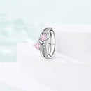 New Valentine's Day Rings Sweet Pink Zircon Princess Bows Size 7-9 For Women 925 Silver Ring Romantic Fine Jewelry Birthday Gift