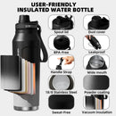 1L Insulated Cold Water Bottle Thermos Stainless Steel Tumbler Qutdoor Sports Handle Vacuum Flasks Double Wall Cup