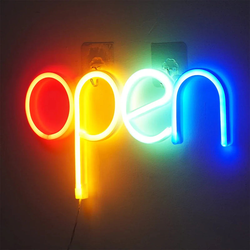Business Sign Open Neon Sign LED Night Light Hanging Window Shop Cafe Bar Restaurant Decoration Personalized Custom Neon Lamp