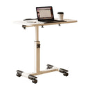 Overbed Table Adjustable Height Over The Bed Hospital Bedside Table w/ Tilting Desktop&Wheels, Rolling Standing Laptop Desk