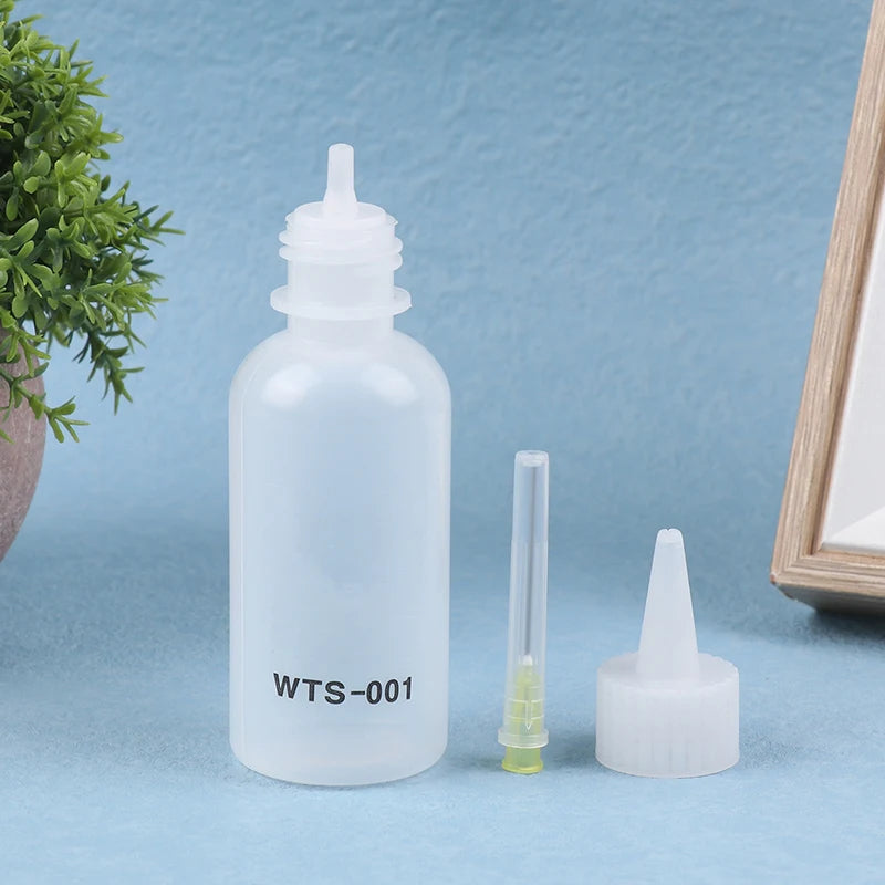 1Pc 50ML WTS-001 Plastic Liquid Alcohol Bottle With Needle For Dispenser Rosin Solder Flux Paste For Phone PCB Welding Repair