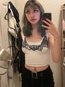 Goth Dark Casual Animal Print Fashion Women's Tops Summer Bodycon 2023 Basic Streetwear Hot Night Club U-Neck Crop Top Backless