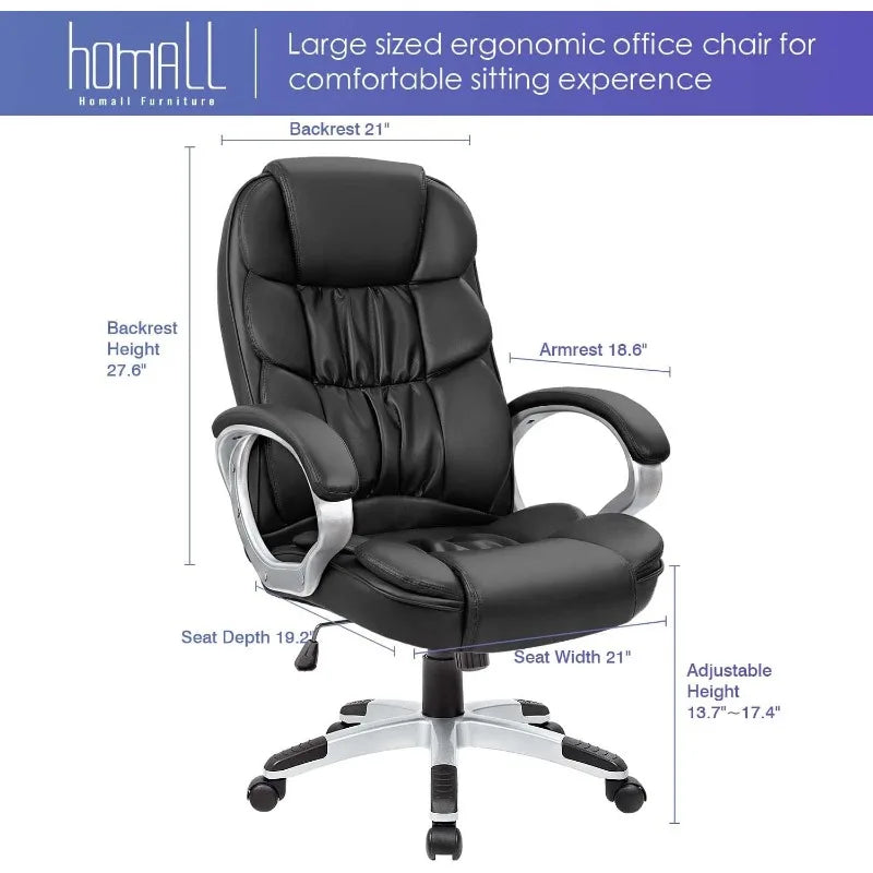 Homall Office Chair High Back Computer Desk Chair, PU Leather Adjustable Height Modern Executive Swivel Task Chair