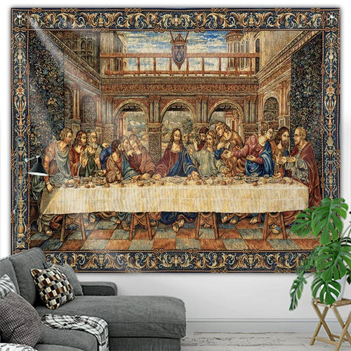 Das Abendmahl Wandteppich Christus Auferstehung Jesus Ostern Wandkunst Zimmerdekoration Weihnachtsdekoration Große Stoffdecken Vintage