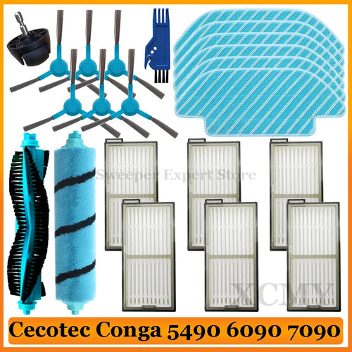 Für Cecotec Conga 5490 6090 7090 Roboterstaubsauger Ersatzteile Hauptseitenbürste Hepa-Filter Wischmopp-Zubehör