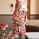 [Pink Dessert Dog] Summer Short-sleeved Pajamas Women's Ice Silk Thin Loose Large Size Home Clothes Two-piece Suit