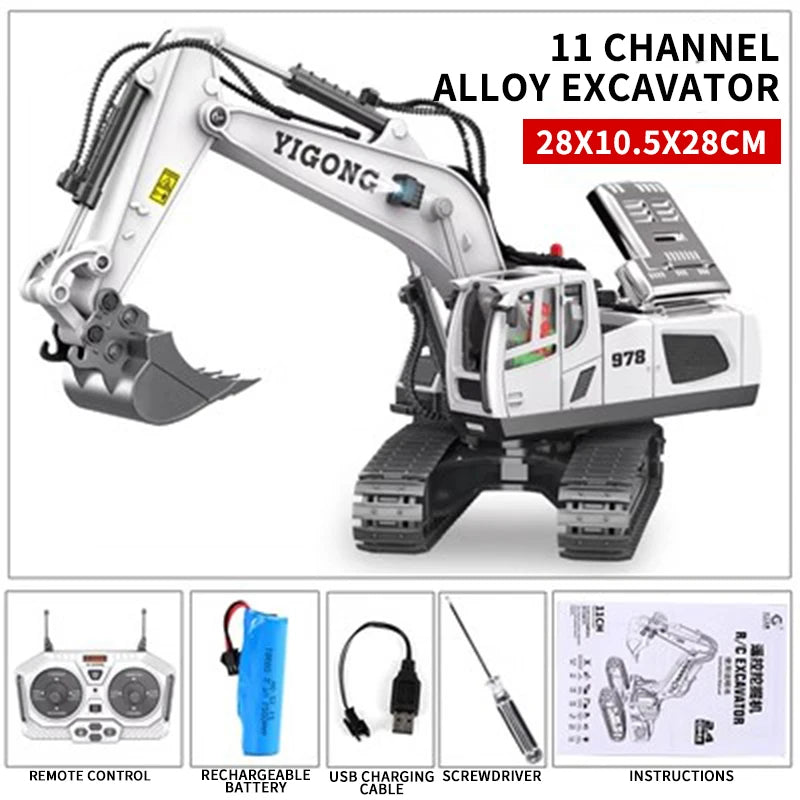 RC Car Children Toys Remote Control Alloy Car Toys For Boys Radio Control Excavator Dump Truck Bulldozer Electric Car Kids Gifts