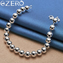 ALIZERO 925 Sterling Silver 18K Gold Smooth 6MM Beads Bracelet Chain For Woman Charms Wedding Engagement Party Jewelry Gifts