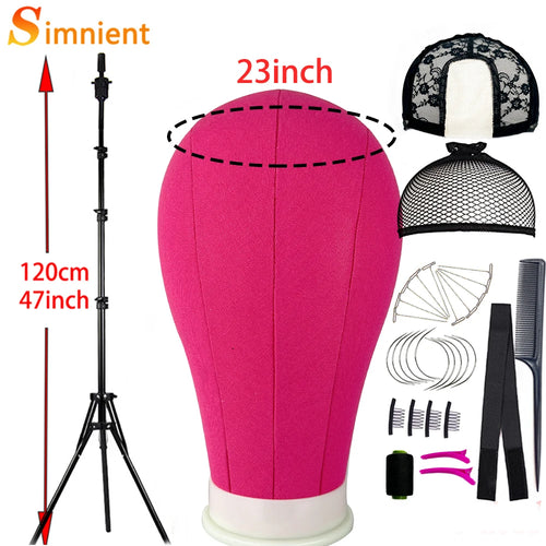New Training Mannequin Head Canvas Block Head Display Styling Mannequin Manikin Head WigTripod Stand Free T Pins Wig Install Kit