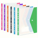 6 pcs Plastic envelope with adhesive snaps & 11 holes file folder expansion bag for 2/3/4 ring file bag and A4 school bag file b