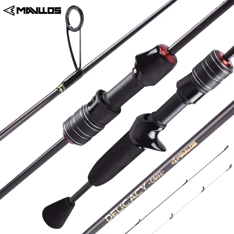 Mavllos Delicacy Light Carbon Fishing Rod Lure 0.6-8g Line 2-6lb Hollow + Solid 2 Tips Carbon BFS Casting Fishing Spinning Rod