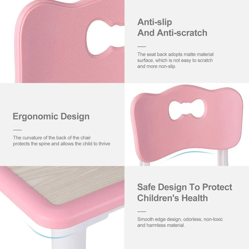 Toddler Multi Activity Table Set Kids Study Desk Kids Desk Chair Set Kids Table and 4 Chairs Set Height Adjustable