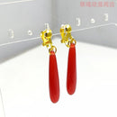 Frieren at the Funeral character Frieren Cosplay Red Resin Pendant Earrings Stud Earring Clip Earrings ZS002