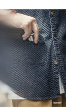 Maden Retro Loose Long-sleeved Denim Shirt Checkered Lapel Single-breasted Jacket for Men Spring and Fall Versatile Outerwear