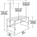 SucceBuy Goat Sheep Stand 51x23in Livestock Stand Metal Livestock Milking and Shearing Stand 21" to 33" Adjustable Height White