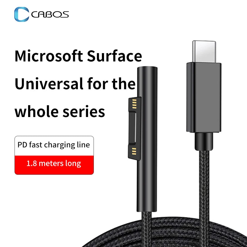 USB Type C Power Supply Head Charger Cable 65W 15V 3A  PD Fast Charger Adapter For Microsoft Surface Pro Tablet Charging Plug