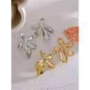 Yhpup Stainless Steel Big Flower Plant Stud Earrings Metal Waterproof 18K PVD Plated Trendy Statement Jewelry Women Gala Gift