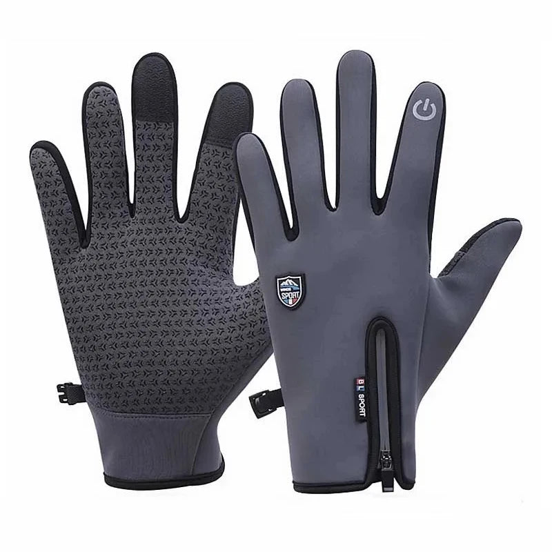 Winter Gloves For Men Waterproof Windproof Cold Cycling Gloves Snowboard Motorcycle Riding Driving Warm Touchscreen Zipper Glove