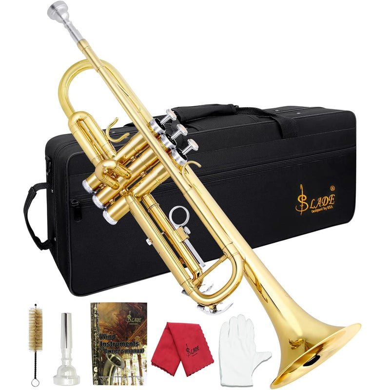 SLADE Bb Trumpet Brass Instrument Standard Brass Trumpet Set for Stude