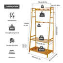 Bamboo Clothes Rail Rack Garment Stand with Top Shelf Shoe Storage Ladder Rails Hanging Display