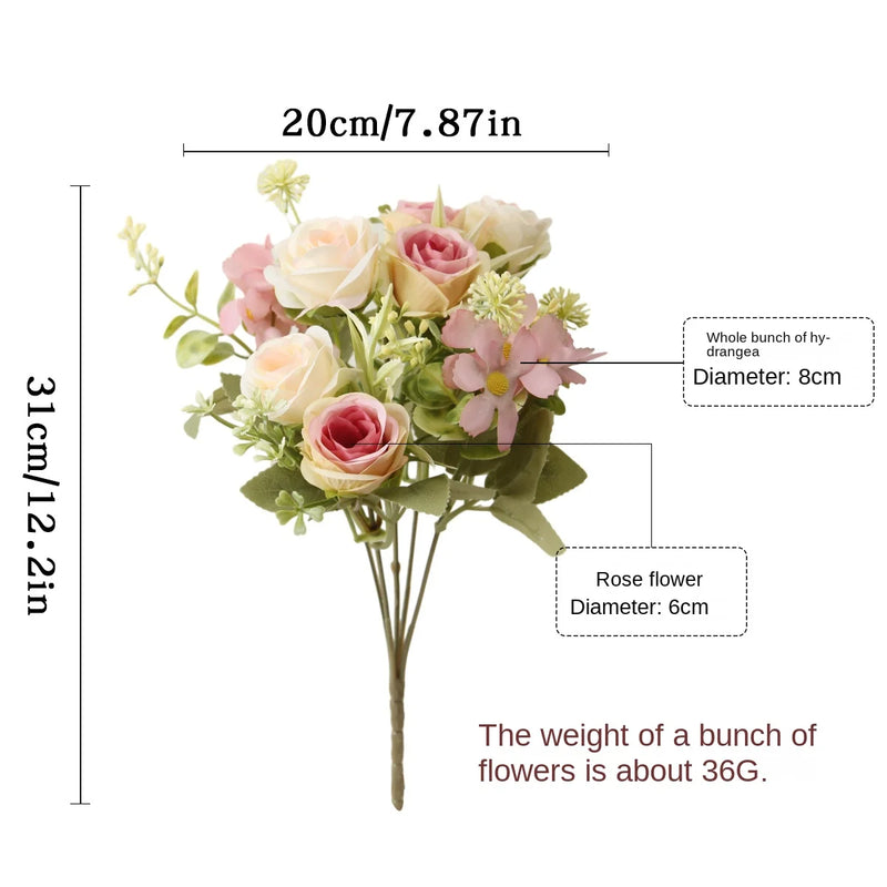 5 Fork 8 Head Artificial Flower Bouquet Nordic Mona Rose Wedding Home Decoration Artificial Flower Scene Props Fake Flowers