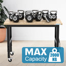 48" Heavy-Duty Adjustable Workbench with Brake Wheels,Hardwood Worktable Weight Capacity Over 2000 Lbs,Rubber Wood Workbench