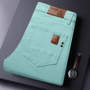 White Yellow Pink Red Fashion 5 Color Fashion Men's Stretch Jeans Slim Streetwear Korean Business Straight Casual Denim Trousers