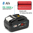 TPCELL New PD100W 8Ah/10Ah For MAKITA 18V with USB-C Connector 21700 Tabless cells Replacement Battery Power Tools Li-ion