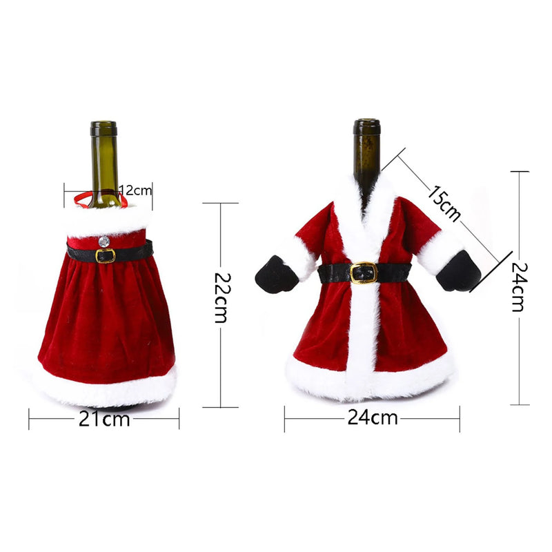 Creative Christmas Wine Bottle Cover Velvet Dress Clothes Set Wine Bottle Ornaments Bag Xmas Party Dinner Table Decoration Gifts