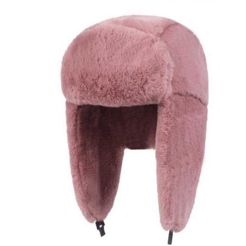 BUTTERMERE Fur Caps Women Bomber Hats Pink Winter Hat Russian Female Thicker Warm Solid Soft Windproof Ear Flap Ushanka Hat 2022