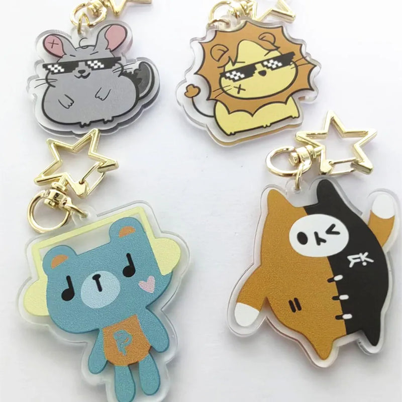 Pondphuwin Kaotungfirst GeminiFourth Acrylic Keychains Cartoon Backpack Pendant Key Chain Kawaii Key Ring Accessories