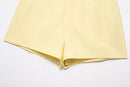 HH Summer Women Solid Square Collar Single Breasted Vest-style Sleeveless Top+High Waist Zipper Side Pocket Mini Shorts Suit