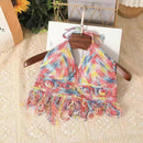 Sommerurlaub Strand Camis Lady Sexy Quasten Häkel-Camisole Frauen Sexy Quasten Bikini Camis weibliche Häkel-Neckholder Bikini-Tops